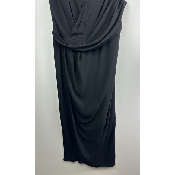 City Chic Entwine Ruched Cold Shoulder Tulip Midi Dress Black Plus Size L 20 - Picture 4 of 14